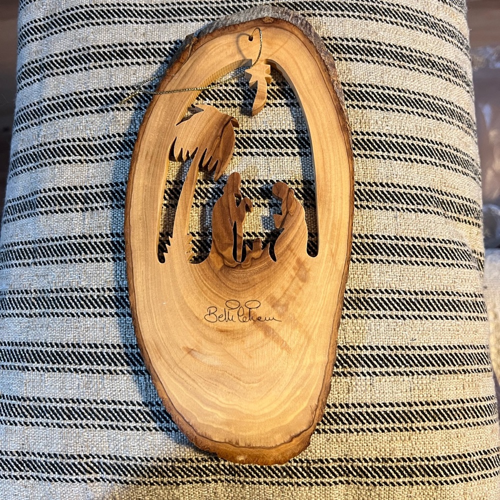 Olive Wood Nativity Ornament
